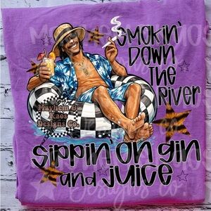 Purple Graphic Tee Fun Design Lazy River Sizes Small-3X